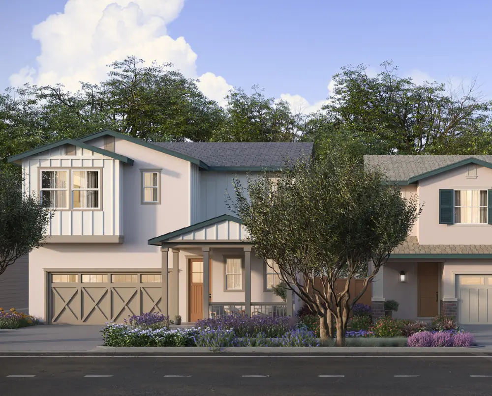 Image showing two houses with garages