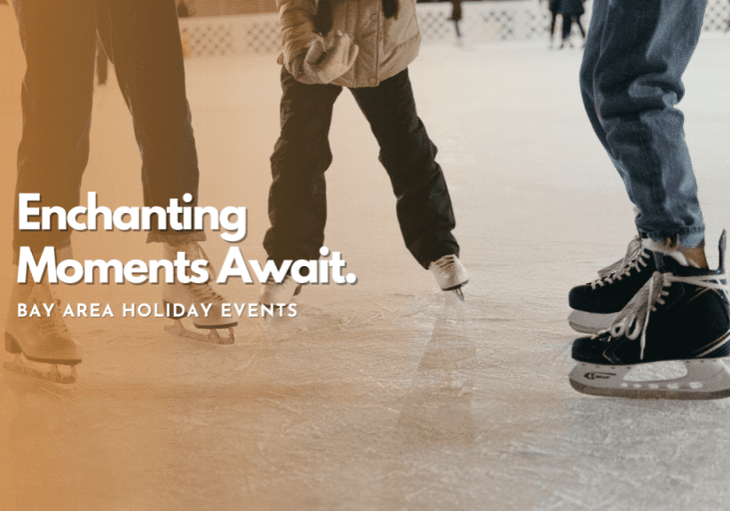 Ice skaters enjoying holiday event together. Ice skaters enjoying holiday event together.
